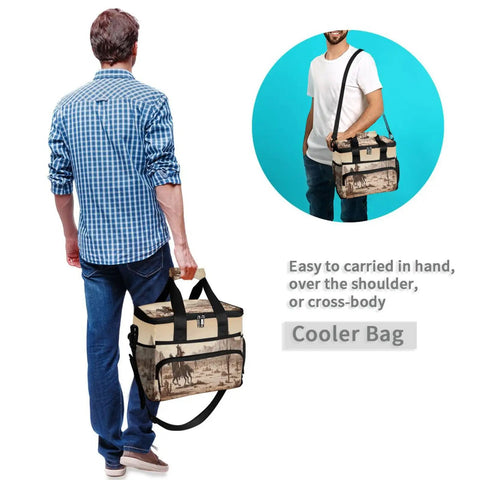 Man carrying Go-To Insulated Lunch Bag With Shoulder Strap For Picnic, Hiking, Camping Or Work, 15L Big Capacity, Tear-Resistant Polyester