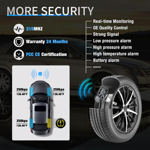 Top Shelf TPMS Tire Pressure Monitoring Sensors For Smooth Rolling Toyota 4Runner FJ Cruiser And Lexus CT ES GS GX IS LX Scion Models 2003 To 2017 features real-time monitoring and alarms.