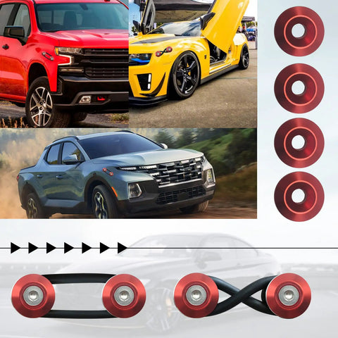 Universal Bumper Quick Release Fastener Kit for front and rear bumpers, trunks, and fenders with red clips for easy detach.
