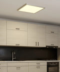 24 Inch Smart LED Flat Panel Ceiling Light Direct Wire In Brushed Nickel, 4000 Lumens in modern kitchen setting
