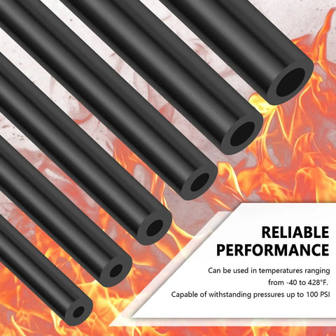 Six Piece Five Foot Silicone Vacuum Hose Kit For Your Ride, Includes Sixty Four Connectors, hoses with flames and performance text