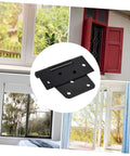T Shaped Black Painted Door And Window Hinges Three And A Half Inch Heavy Duty Slotted Bearing Hinge displayed with windows