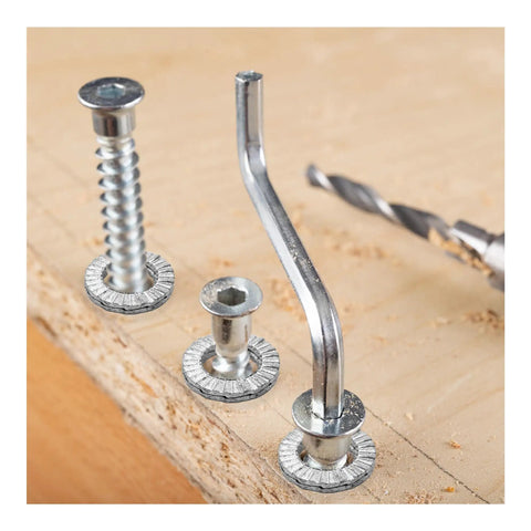 Heavy Duty M6 Wedge Lock Washers Set Premium Manganese Steel Shakeproof Hardware shown on wood surface with screws and tools.