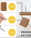 60 Piece Tack In Drawer Glides For Dressers And Furniture Repair featuring brown hard plastic cushions and iron holding pins for stability.