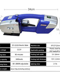 Powerful Portable Electric Strapping Machine With Battery Power For Pet Pp Straps, side view, 34cm x 13cm x 11.8cm.