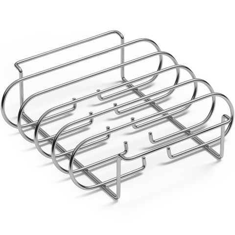 Nonstick Rib Rack For Grilling And Smokin Holds Four Rib Racks Porcelain Coated Steel Stand Durable Convenient BBQ Accessory