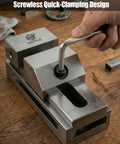 Top Pick 2 Inch Precision Vise For Machinists Built Bulletproof With Heavy Duty Alloy Steel And Screwless Quick Release Setup, close-up view of clamping design.