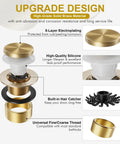 Sleek Champagne Bronze Bathtub Drain Kit With Overflow And Integrated Hair Catcher For A Major Bathroom Flex Featuring Smudge Proof Coating and Rugged Hardware, showcasing components and features.