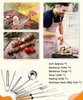 Ultimate Camping Cooking Utensil Set 33 Pcs Portable Cookware for Grilling and Camp Kitchen featured with grill tools and barbeque utensils.