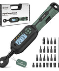 Quarter Inch Digital Torque Wrench 1.1 to 22.2 Foot Pounds Range With Digital Display Buzzer And Led Flash Track Mode 1/4 Drive Set