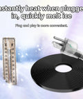 Plug In Pipe Heating Cable With Built In Thermostat For Outdoor Water Pipes No Fuss Anti Freeze Kit Self Regulating And Energy Saving 100 To 120V 11.8 Feet with thermometer and ice.