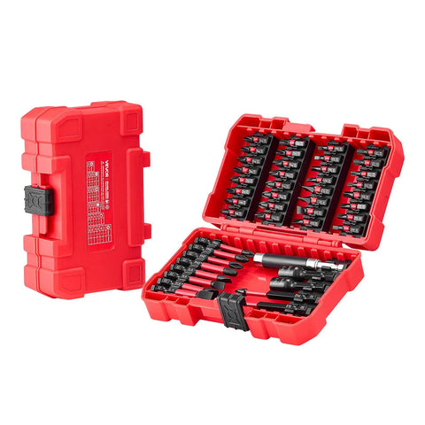 Dang Tough 101 Piece Screwdriver Bit Set Heavy Duty S2 Steel Magnetic bits in a red storage case for garage wrenching and repairs.