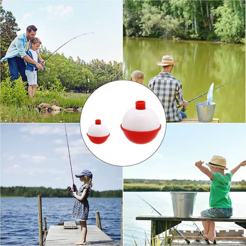 Image of 60 Piece Fishing Floats Set Hard ABS Push Button Round Buoys For Tackle Accessories One Inch And One And A Half Inch