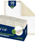 Hella Soft Disposable Underpads For Adults And Elders Xxl Leakproof Incontinence Bed Pads 30By30 Beige Pack of 10 with thick absorbent core.