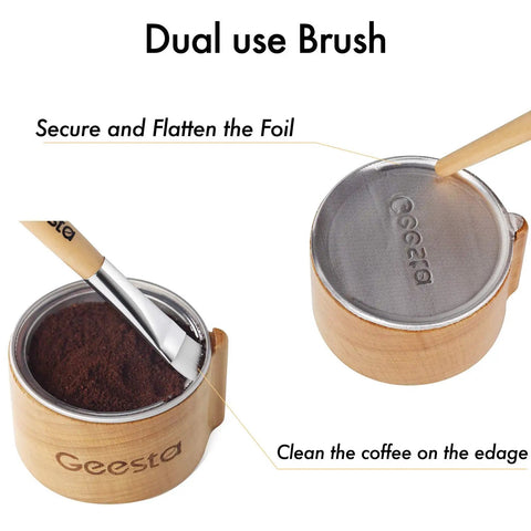 Dual-use brush from Reusable Aluminum Foil Seals Kit For Nespresso VertuoLine Capsules With 80 Lids, Holder, Brush And Scoop