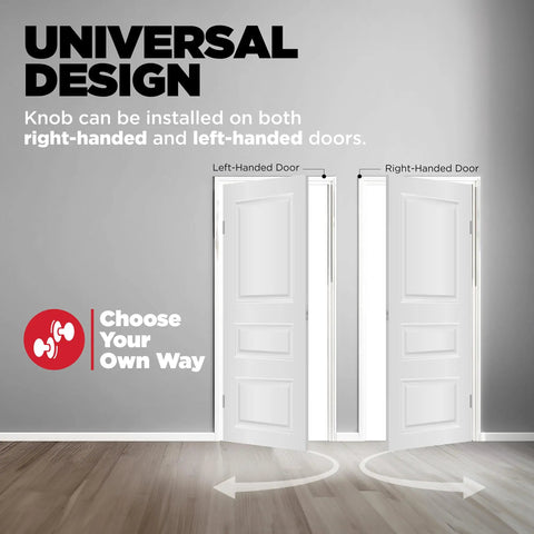 Polished Chrome No Turn Dummy Door Knob Set Round Interior Pull Push Handle For Closets And Pantry French Double Doors Microban Protection Easy DIY Install Pack Of 4, universal design