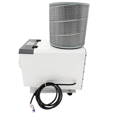 Solid Shop Beast Heavy Duty 1HP Oil Mist Collector And Industrial Fume Extractor showing filter and rear view for CNC use.