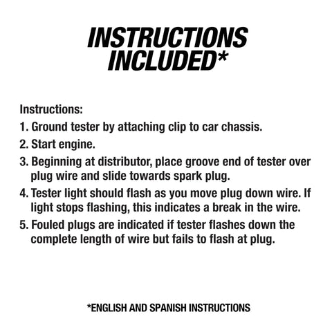 Instructions for Spark Plug Wire Tester For Locating Faulty Wires Multi Color Easy To Read Instructions Quick Diagnostic Tool