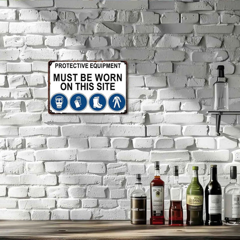 Aluminum Safety Sign 8 By 12 Inch Must Wear PPE On This Site Warning For Construction Sites Industrial Shops Warehouses And Factories Durable Weatherproof Sign