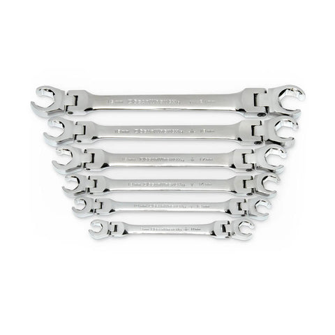 Six Piece Flex Flare Nut Wrench Set Metric With 180 Degree Flexible Head for tight spots and softer nut materials.