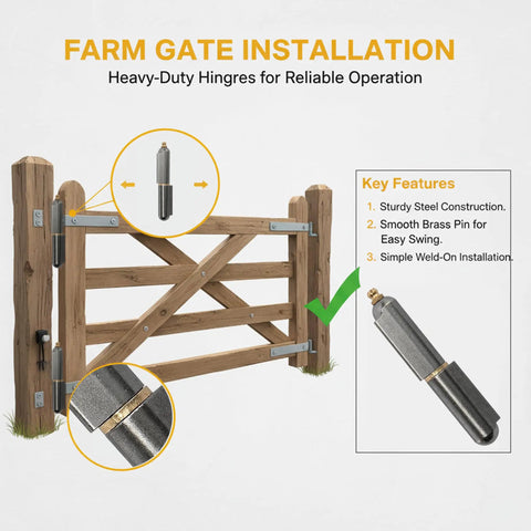 Rock Solid 4 Inch Bullet Weld On Hinges, Heavy Duty Carbon Steel Barrel Hinge Kit, Badass Weldable Pivots For Grills, Detachable Gates, Driveways, Trailers, Snag This Legit 6 Pack