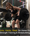 Woman using Beefy Heavy Duty 4 Foot Barbell For Strength Training And Olympic Lifts, 2 Inch Sleeve, Pro Grade Home Gym Bar
