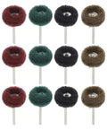 24 Piece Pro Grade Nylon Fiber Buffing Wheel Set With 3mm Shank Drill Polishing Discs in various colors for metal polishing and jewelry buffing.