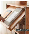 Sliding magazine holder on 4-Tier Industrial Storage Shelf With Retro Magazine Holder Dope Solid Wood Bookcase
