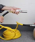 Tough As Nails Shop Grade Air Compressor Hose 3/8 By 50 Feet Rated To 300 Psi Hybrid Rubber Pvc Mix with quick connect couplers.