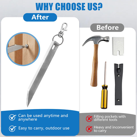 Comparison of 8 Piece Stainless Steel EDC Pry Bar Set For Everyday Carry with traditional tools, highlighting portability and utility.