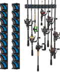 Two Pack Vertical Fishing Rod Rack Wall Mounted Holder That Stores Up To Eighteen Rods Or Combos Fits Most Rod Diameters