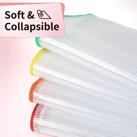 Mega Zipper Pouch Set, 16.9 by 12.4 Inches, Waterproof Zipper Bags, 12 Colors, showing soft and collapsible texture