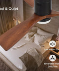 52 Inch Wood Ceiling Fan With Lights And Remote Control, 3 Walnut Blades, 6 Speeds, Quiet Operation in a bedroom setting