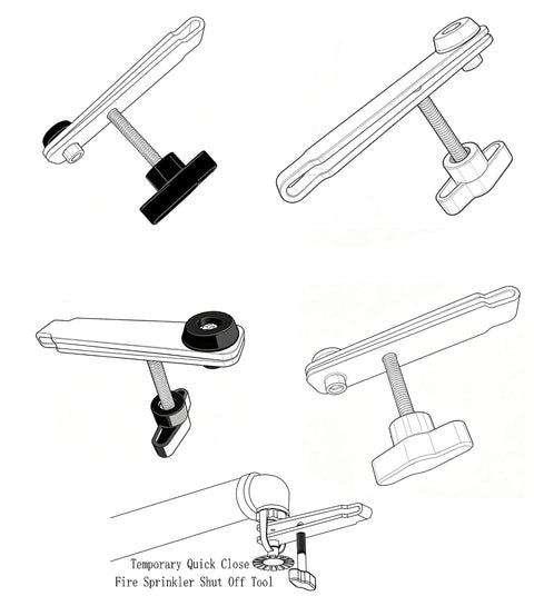4 angles of 5 Pack Fire Sprinkler Shutdown Tool Cuts Water Flow Fast for quick emergency leak control in buildings.