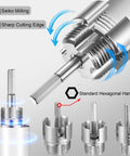 Heavy Duty 3 Piece Pipe Thread Cutting Tool Kit For Electric Drill showcasing sharp cutting edges and hexagonal handles.