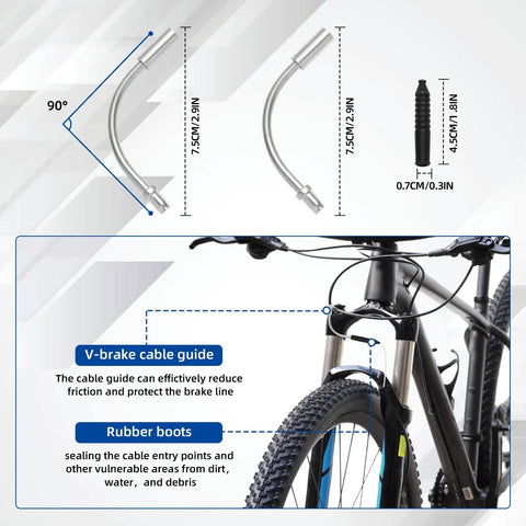 Diagram of bike brake cable guide and rubber boots, highlighting features of Bike Brake Cable And Shift Derailleur Cable Kit With Housing.