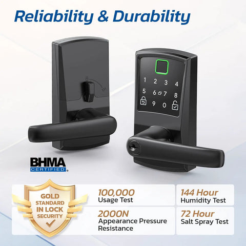Heavy Duty Keypad Smart Door Lock With Fingerprint Keyless Entry And Digital Deadbolt Alternative For Front Doors In Matte Black Aluminum Build With No Sweat Setup For Top Tier Home Security Upgrades