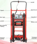 Heavy Duty Electric Stair Climbing Dolly With 900 Lb Load Capacity And 1250W Motor features adjustable speed and battery display.