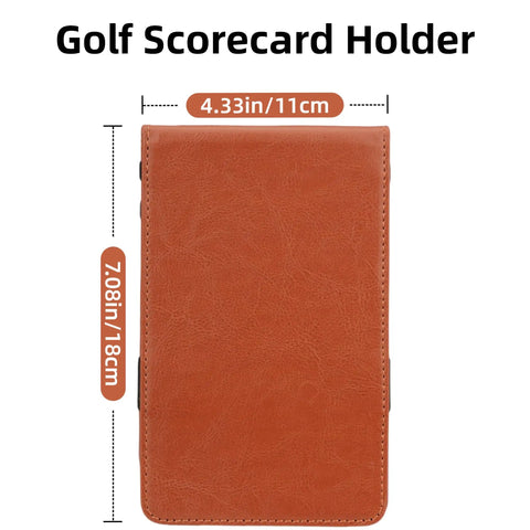 PU Leather Golf Scorecard Holder With Two Score Cards Yardage Book Cover Elastic Band For Scorecard And Pencil Water Resistant