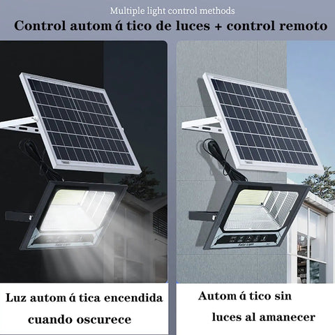 JUDYSSY Solar Led Flood Light, Ip67 Waterproof Outdoor Light Villa, Garden Lig, White,300W EU with solar panel and remote control