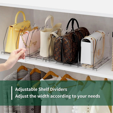 Adjustable Clear Acrylic Shelf Dividers For Closet, Game Changing Purse Organizers And Handbag Separators, Smart Bookshelf Spacers That Cut Down Clutter And Save Serious Space In Bedroom Or Office