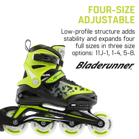 Kids Adjustable Inline Skates With Light Up Wheels Four Size Range For Growing Feet Cushioned Support Side View