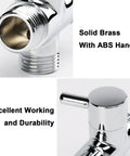 Close-up of Solid Brass G One Half Inch Shower Arm With All Metal Universal 3-Way Diverter Valve, chrome finish detail.