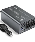 Beast 400W Pure Sine Wave Car Inverter 12V To 110V AC Converter with dual outlets and USB ports, black design