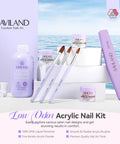 All In One DIY Acrylic Nail Kit With Everything Hema Free Low Odor Monomer Set with 3 brushes and powder jars.