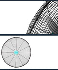 Straight Up Heavy Duty Industrial Floor Fan With Wall Mount Brackets Commercial Grade oversized oscillating head and metal blades.