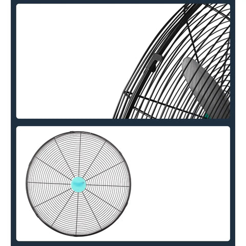 Straight Up Heavy Duty Industrial Floor Fan With Wall Mount Brackets Commercial Grade oversized oscillating head and metal blades.