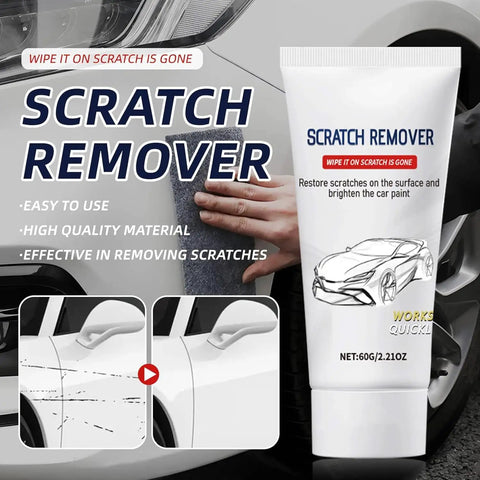 Scratch Remover For Cars Quick Fix Kit With Nano Sparkle Cloth 60g shown in use, eliminating scratches and restoring car paint shine.