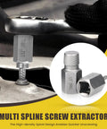15 Piece Screw Extractor Kit With 3 By 8 Inch Drive For Hex Head Multi Spline Easy Out Allen Extractors shown in use