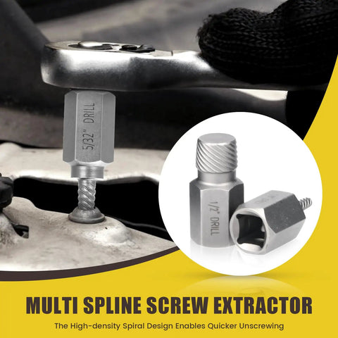 15 Piece Screw Extractor Kit With 3 By 8 Inch Drive For Hex Head Multi Spline Easy Out Allen Extractors shown in use